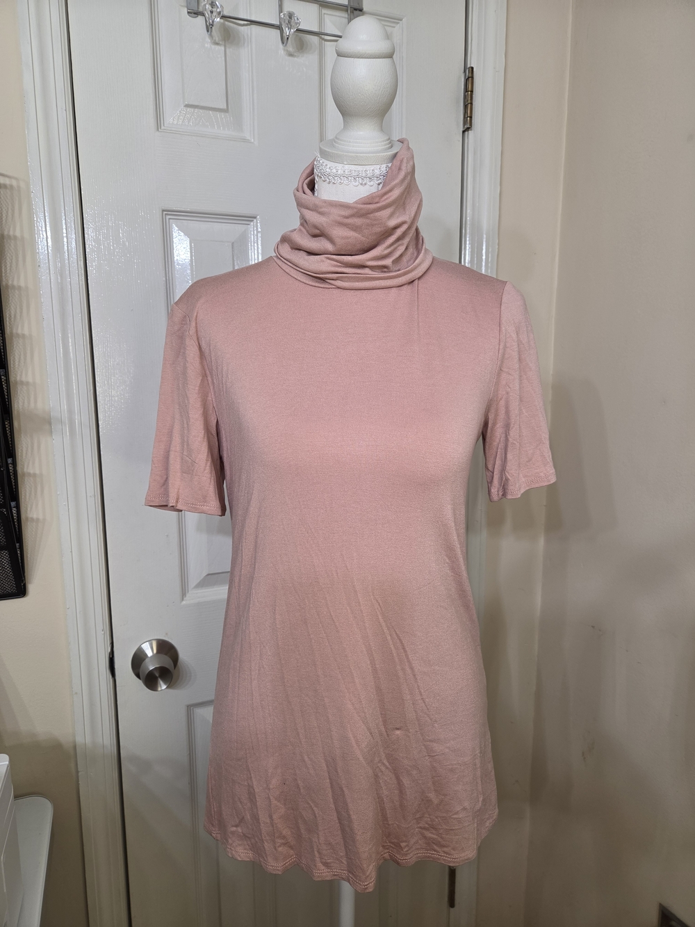 Azules Size Small Dusty Pink Short-Sleeve Turtleneck Top NWT